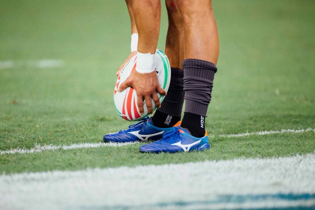 joueur de rugby prêt à tirer